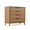Commode 90 x 45 x 100 cm en bois chêne clair à 4 tiroirs - style scandinave