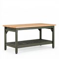 Établi d'atelier 152 x 61 x 91 cm en bois et acier vert foncé avec étagère grillagée