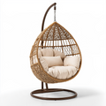 Fauteuil suspendu 105 x 105 x 195 cm en fibres tressées marron avec structure métallique style bohème