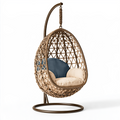 Fauteuil suspendu 105 x 105 x 195 cm en fibres tressées marron avec support en acier style bohème
