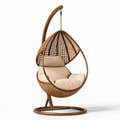 Fauteuil suspendu 105 x 105 x 195 cm en rotin marron avec support style bohème
